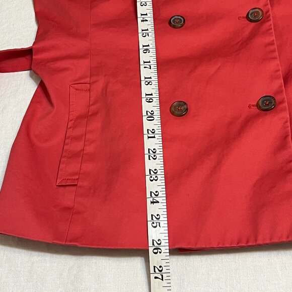 Brooks Brothers 346 Women’s Red Belted Trench Jacket Size 8 Double-Breasted - Picture 7 of 9